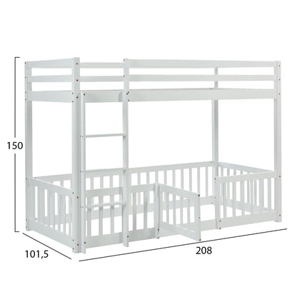 Children's Bunkbed T.montessori Playkid With Playpark Hm703.03 Pine Wood In White For 190x90cm..