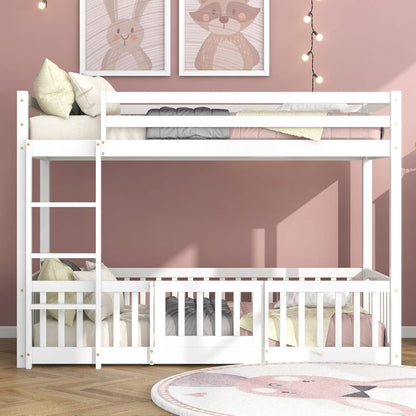 Children's Bunkbed T.montessori Playkid With Playpark Hm703.03 Pine Wood In White For 190x90cm..