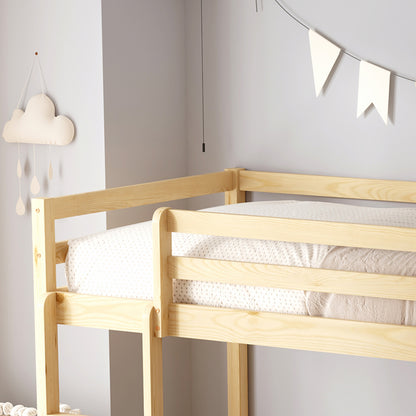 Children's Bunkbed T.montessori Playkid With Playpark Hm703.01 Pine Wood In Natural For 190x90cm..