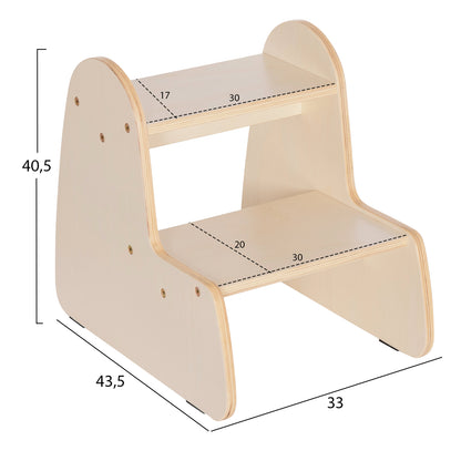 Kids' Step Stool Ricki Hm18340.01 Mdf & Plywood In Natural 33x43.5x40.5hcm.