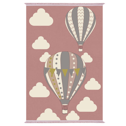 Series Kidder Kids' Carpet With Fringes Hm7678.22 Pink- Balloons 80Χ150