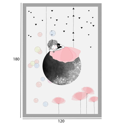 Hm7679.01 120Χ180cm, Children's Rug, White-grey-pink, Fringes