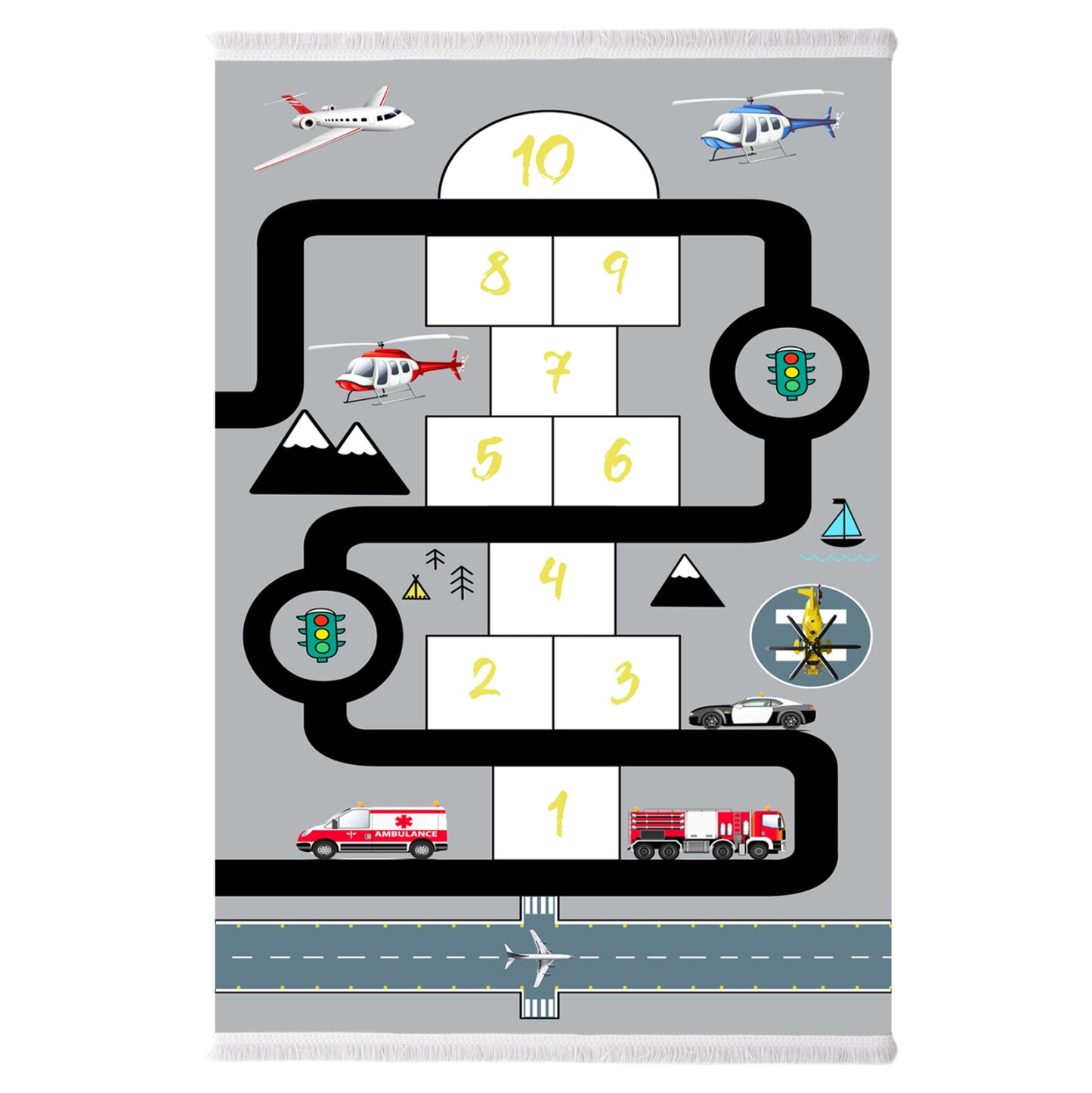 Hm7679.10 120Χ180cm, Kids Carpet With Hopscotch Game, Fringes