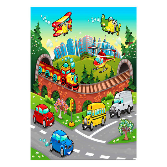 Hm7679.13 120Χ180cm, Kids Rug With Various Means Of Transport, Fringes