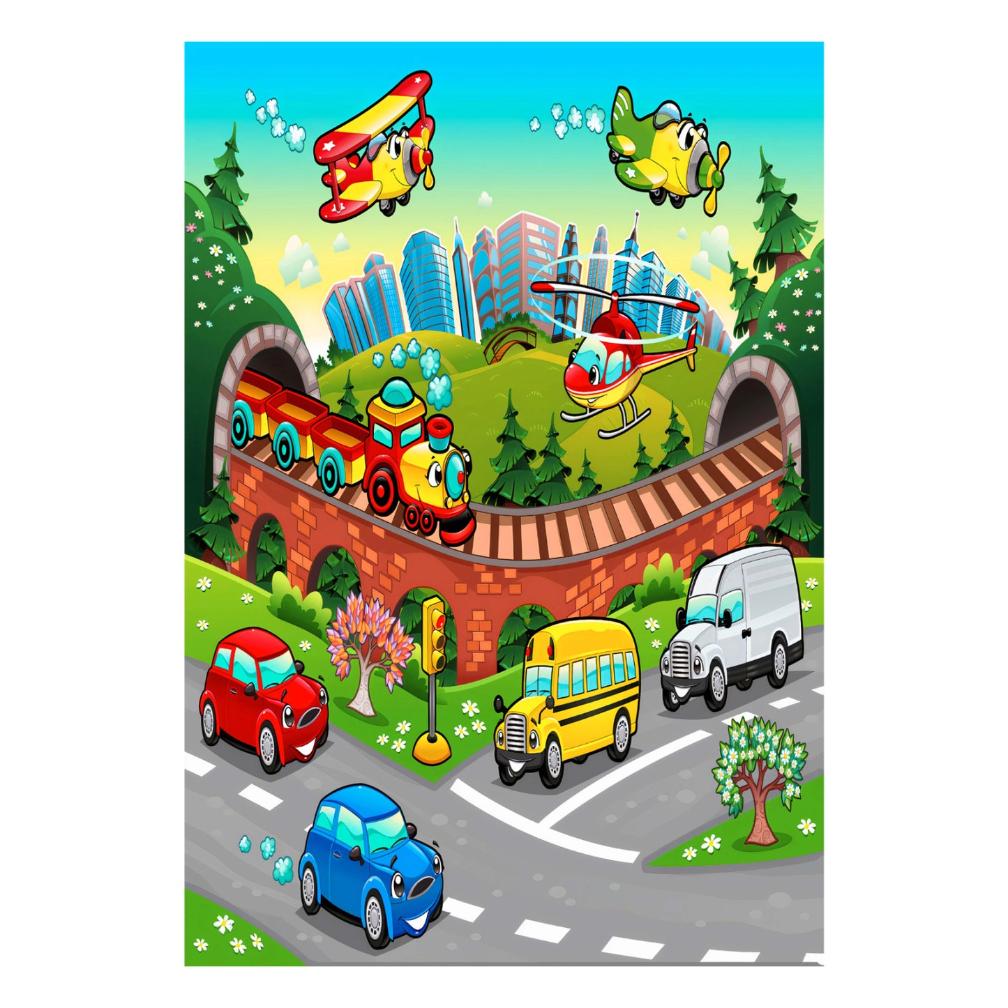 Hm7679.13 120Χ180cm, Kids Rug With Various Means Of Transport, Fringes