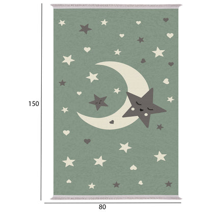 Series Kidder Kids' Carpet With Fringes Hm7678.20 Moon With Stars 80Χ150