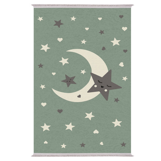 Series Kidder Kids' Carpet With Fringes Hm7678.20 Moon With Stars 80Χ150