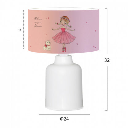 Children's Table Lamp Baloo Hm7577.03 Pink Ballerina Φ24x32h Cm.