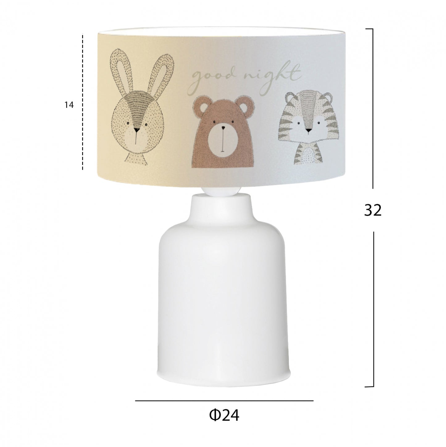 Children's Table Lamp Baloo Hm7577.02 Animal Figures Φ24x32h Cm.