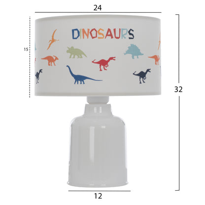Kid's Table Lamp Baloo Hm7577.05 Fabric With Dinosaur Figures On The Cap Φ24x32hcm.