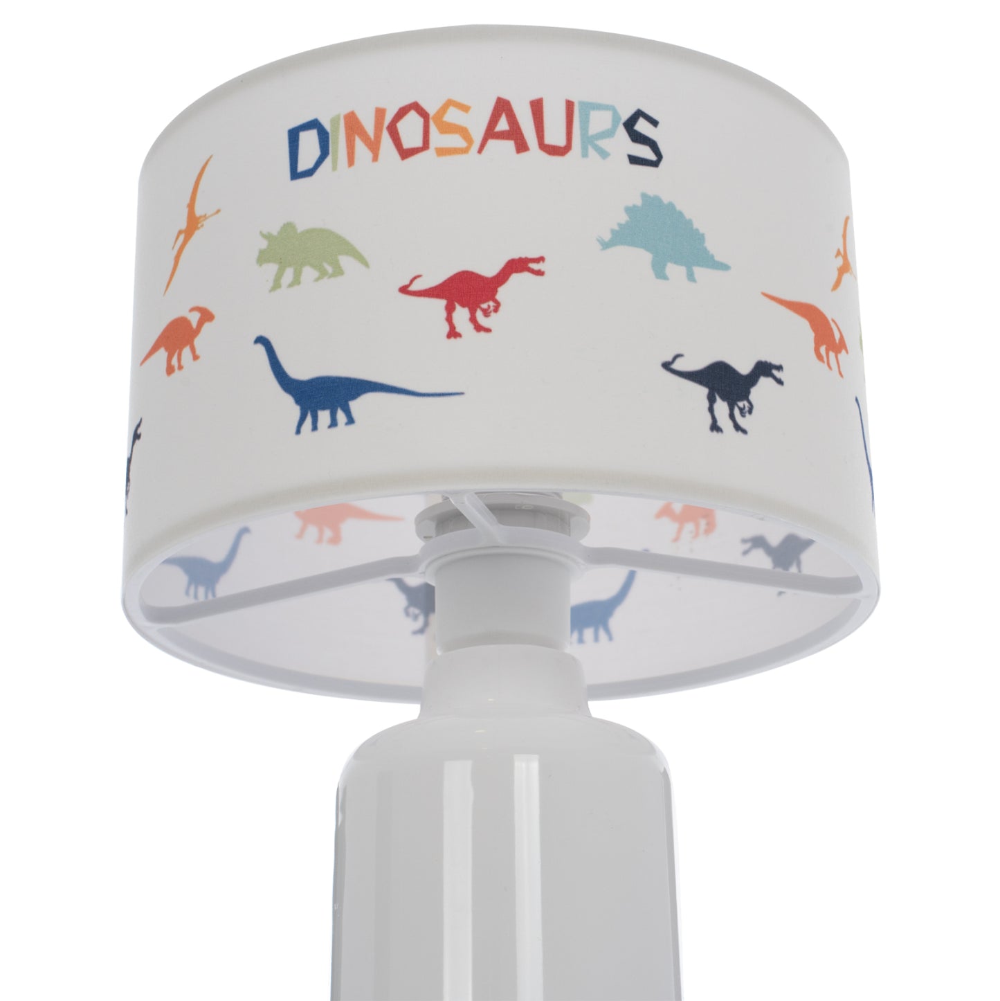 Kid's Table Lamp Baloo Hm7577.05 Fabric With Dinosaur Figures On The Cap Φ24x32hcm.