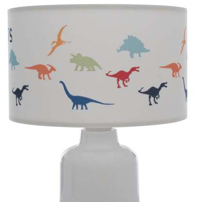 Kid's Table Lamp Baloo Hm7577.05 Fabric With Dinosaur Figures On The Cap Φ24x32hcm.