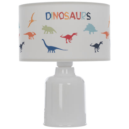Kid's Table Lamp Baloo Hm7577.05 Fabric With Dinosaur Figures On The Cap Φ24x32hcm.
