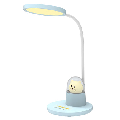 Kids Desk Lamp Led Badoo Cat Figure Light Hm4449.03 Sky Blue-white Abs