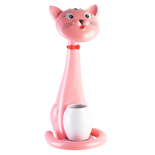 Kids Desk Lamp Led Badoo Cat Figure Hm4457.05 Pink Abs-with Pen Holder