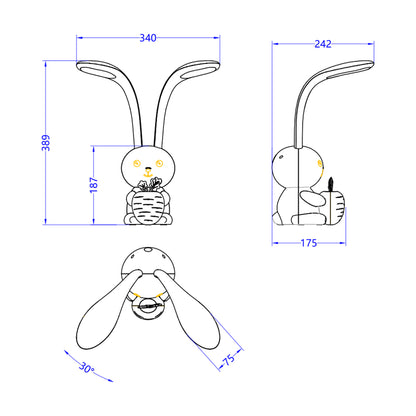 Kids Desk Lamp Led Badoo Bunny Figure Hm4456.03 Sky Blue Abs