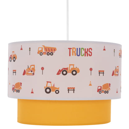 Pendant Ceiling Lamp Baloo Hm7572.04 Kids’ Room Double White-yellow White Drum Shade