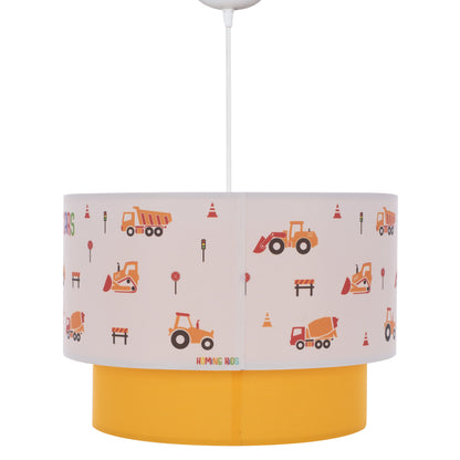 Pendant Ceiling Lamp Baloo Hm7572.04 Kids’ Room Double White-yellow White Drum Shade