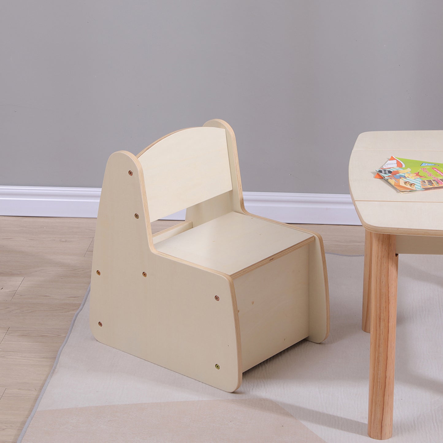 Kid's Chair With Storage Space Ricki Hm18343.01 Plywood/mdf In Natural 33x43x47hcm