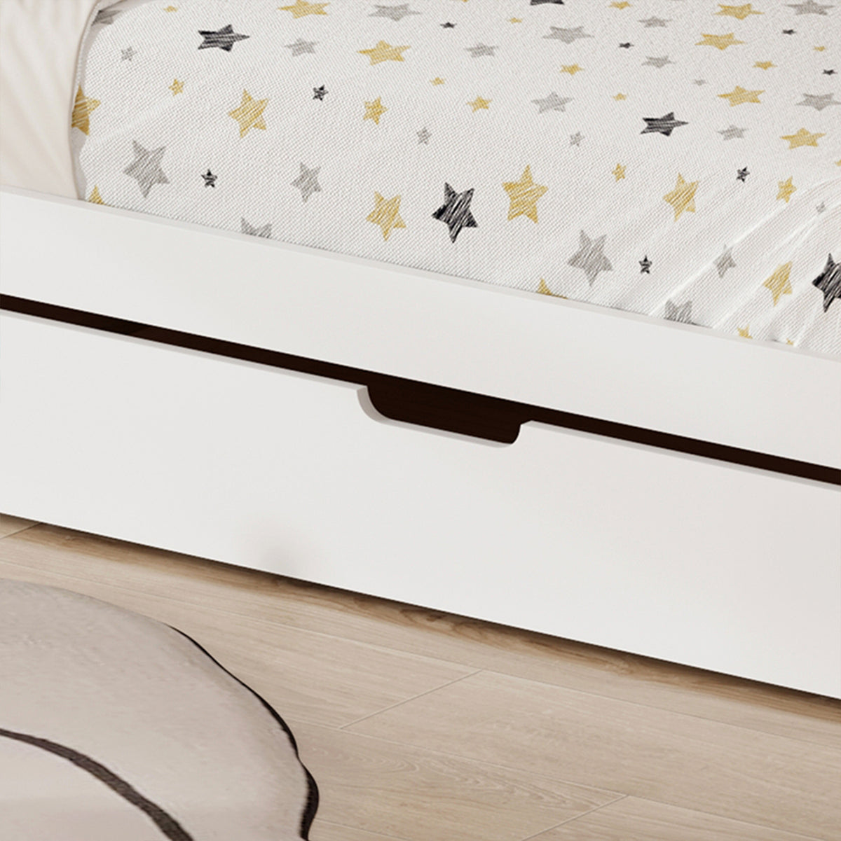 Children's Bed With Shelves & Drawers Gambi Hm753.03 Pine Wood--natural/white 196x97x176hcm