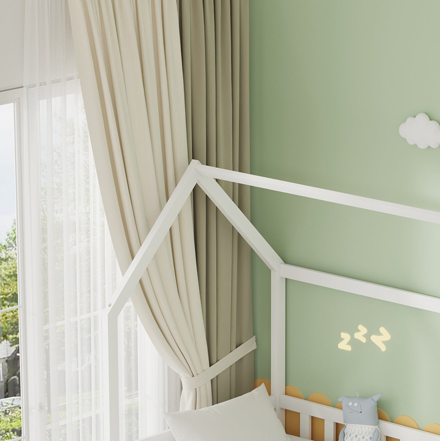 Kids' Bed With Mattresses & Drawers Phyllis Hm21323.03 Pine Wood In White 206x97x166hcm.