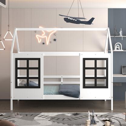 Kid's Bed T.montessori Domer Hm742.01 Pine Wood In White--mattress 90x190cm.