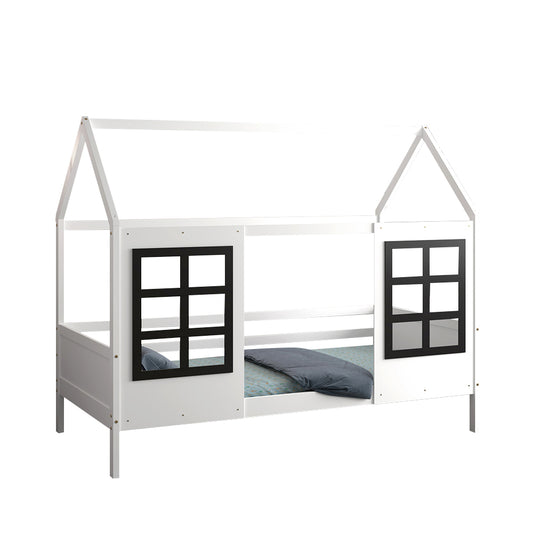 Kid's Bed T.montessori Domer Hm742.01 Pine Wood In White--mattress 90x190cm.