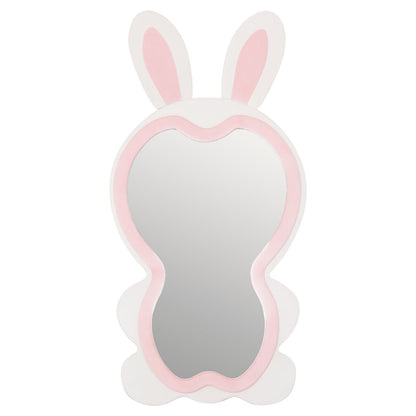 Kids' Floor Standing Mirror Bunny Hm4489.01 Mdf In Pink & White- Black Stand 80x162hcm.