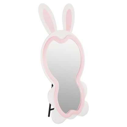 Kids' Floor Standing Mirror Bunny Hm4489.01 Mdf In Pink & White- Black Stand 80x162hcm.