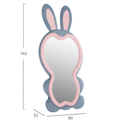 Kids' Floor Standing Mirror Bunny Hm4489.02 Mdf In Pink & Blue- Black Stand 80x162hcm.