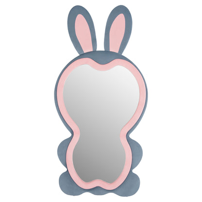 Kids' Floor Standing Mirror Bunny Hm4489.02 Mdf In Pink & Blue- Black Stand 80x162hcm.