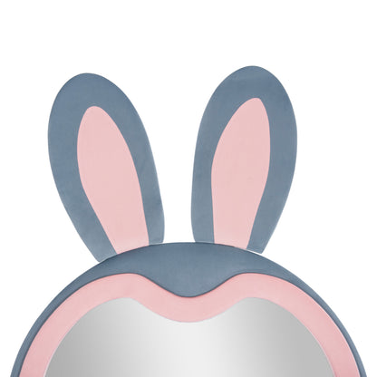 Kids' Floor Standing Mirror Bunny Hm4489.02 Mdf In Pink & Blue- Black Stand 80x162hcm.
