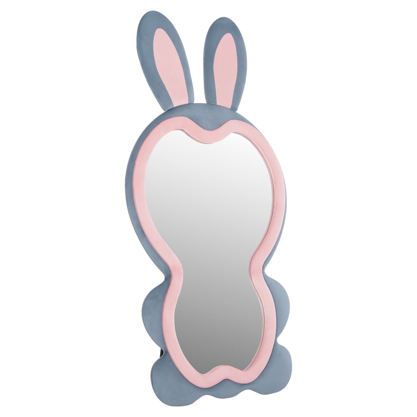 Kids' Floor Standing Mirror Bunny Hm4489.02 Mdf In Pink & Blue- Black Stand 80x162hcm.