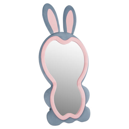 Kids' Floor Standing Mirror Bunny Hm4489.02 Mdf In Pink & Blue- Black Stand 80x162hcm.