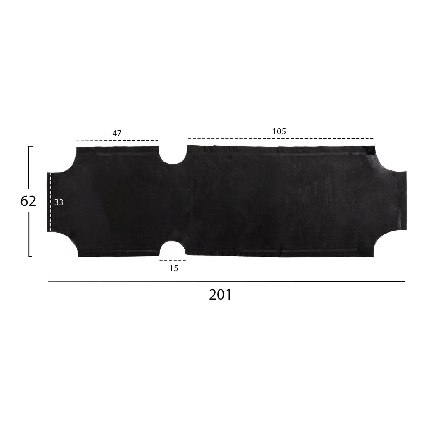Replacement Textilene Cover Hm5072.90 600gr/m2 2x1 For Classic Sunbeds In Black