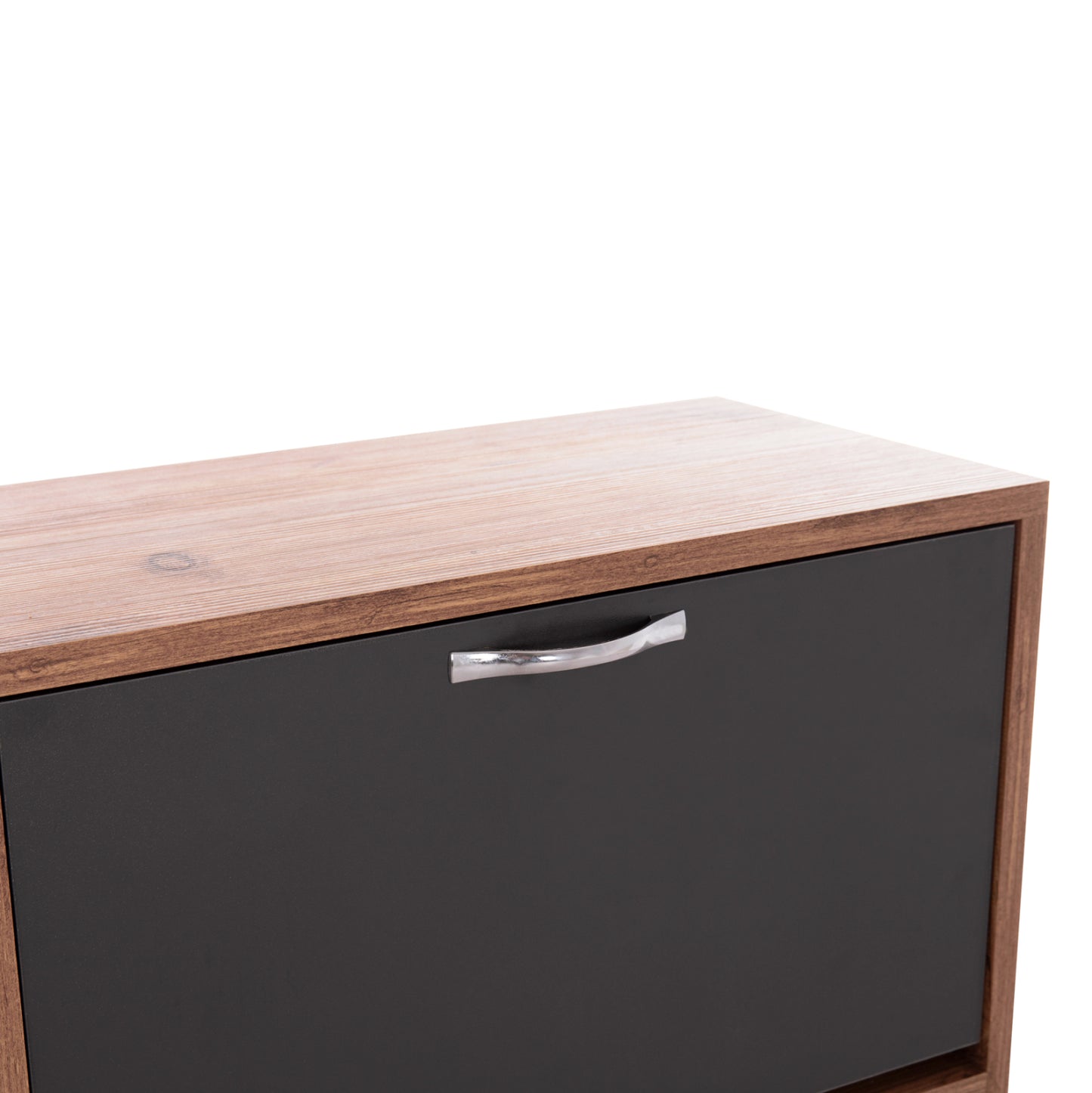 Shoe Cabinet Medy Hm18187.02 Melamine In Anthracite & Natural-black Legs 85x30x108.5hcm.