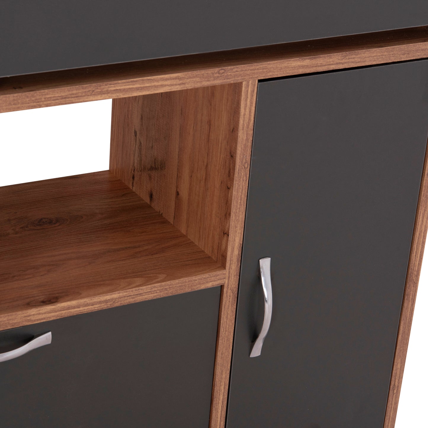 Shoe Cabinet Medy Hm18187.02 Melamine In Anthracite & Natural-black Legs 85x30x108.5hcm.