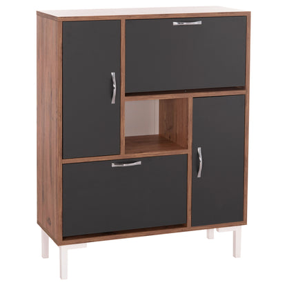 Shoe Cabinet Medy Hm18187.02 Melamine In Anthracite & Natural-black Legs 85x30x108.5hcm.