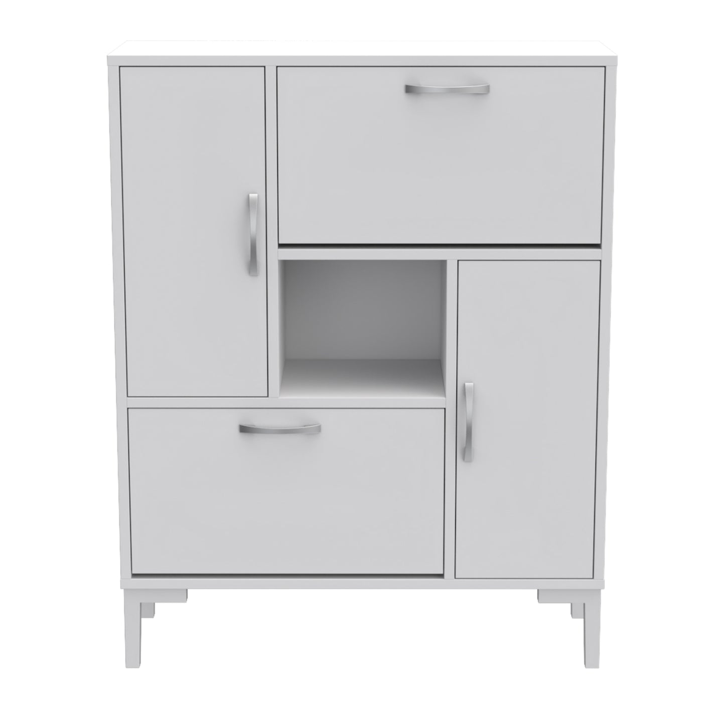 Shoe Cabinet Medy Hm18187.03 Melamine In White-white Legs 86,5x30x109hcm.