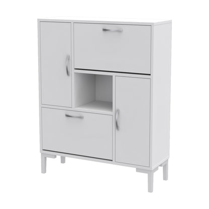 Shoe Cabinet Medy Hm18187.03 Melamine In White-white Legs 86,5x30x109hcm.