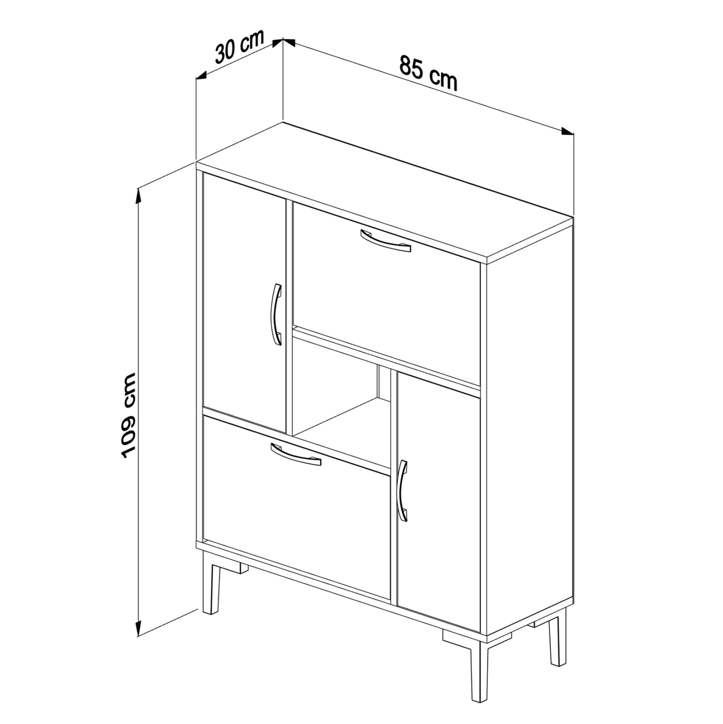 Shoe Cabinet Medy Hm18187.04 Melamine In White & Sonama-white Legs 86,5x30x109hcm.