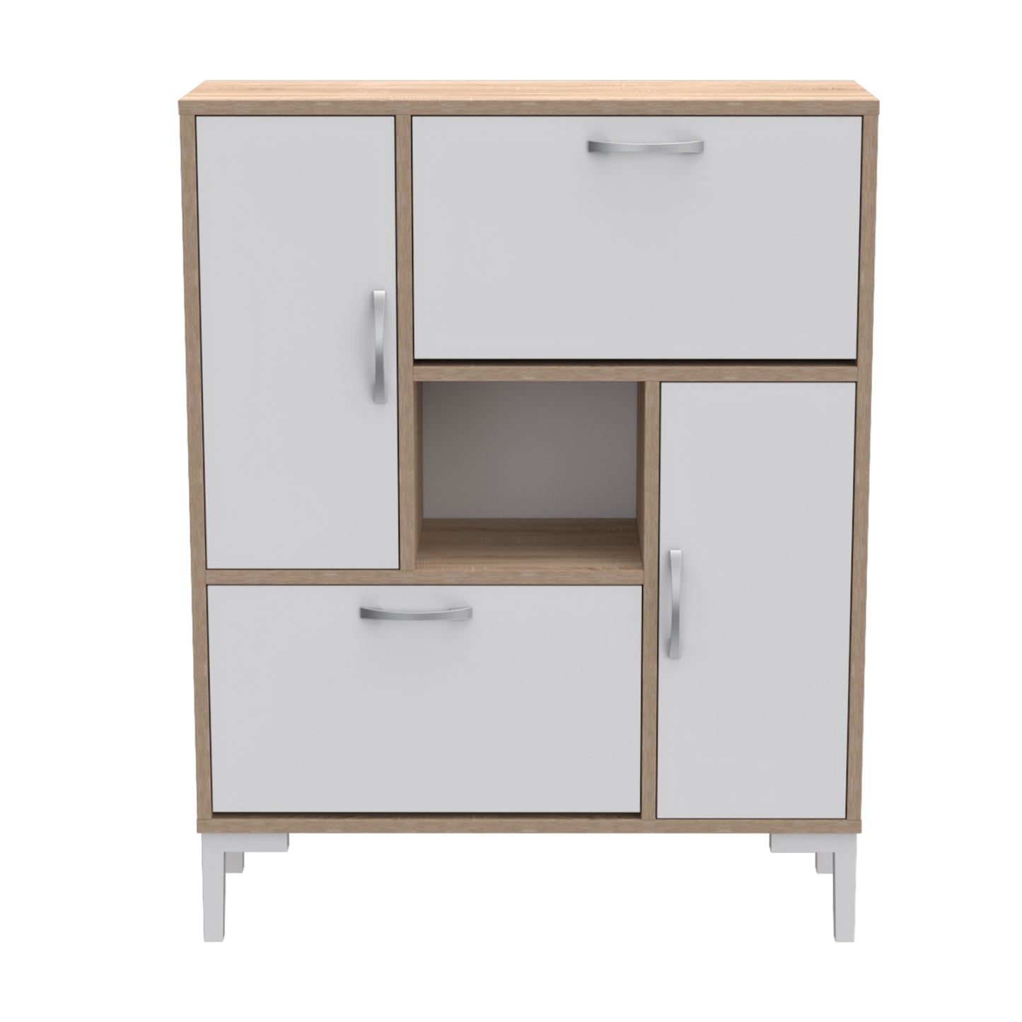 Shoe Cabinet Medy Hm18187.04 Melamine In White & Sonama-white Legs 86,5x30x109hcm.