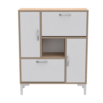 Shoe Cabinet Medy Hm18187.04 Melamine In White & Sonama-white Legs 86,5x30x109hcm.