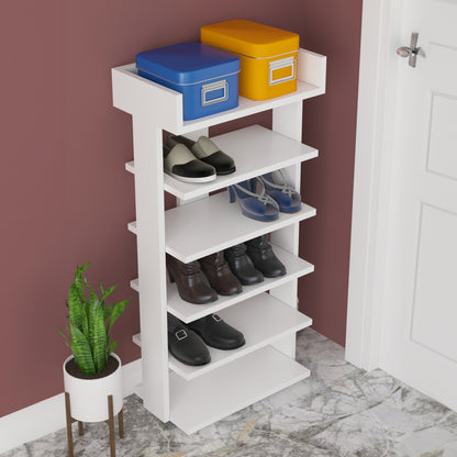 Shoe Rack Ribber Hm18191.01 Melamine In White Color 73x30x142hcm.