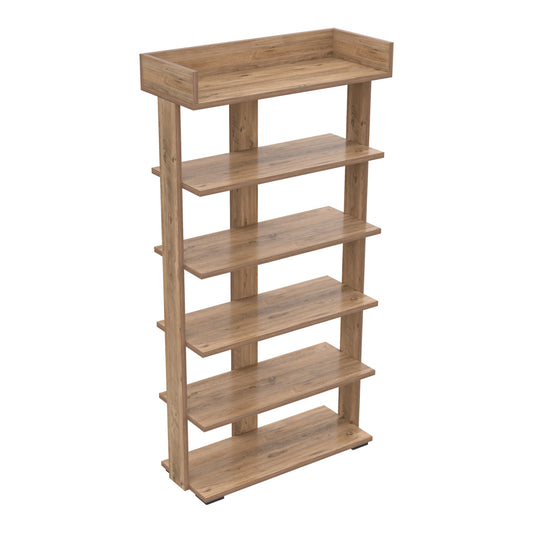 Shoe Rack Ribber Hm18191.04 Melamine In Natural Wood Color 73x30x142hcm.