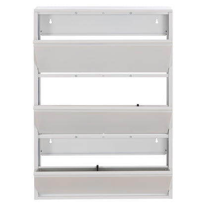 Shoe Cabinet Stark Hm6633.02 Metal In White--3 Magnetic Doors 71x15x103hcm.