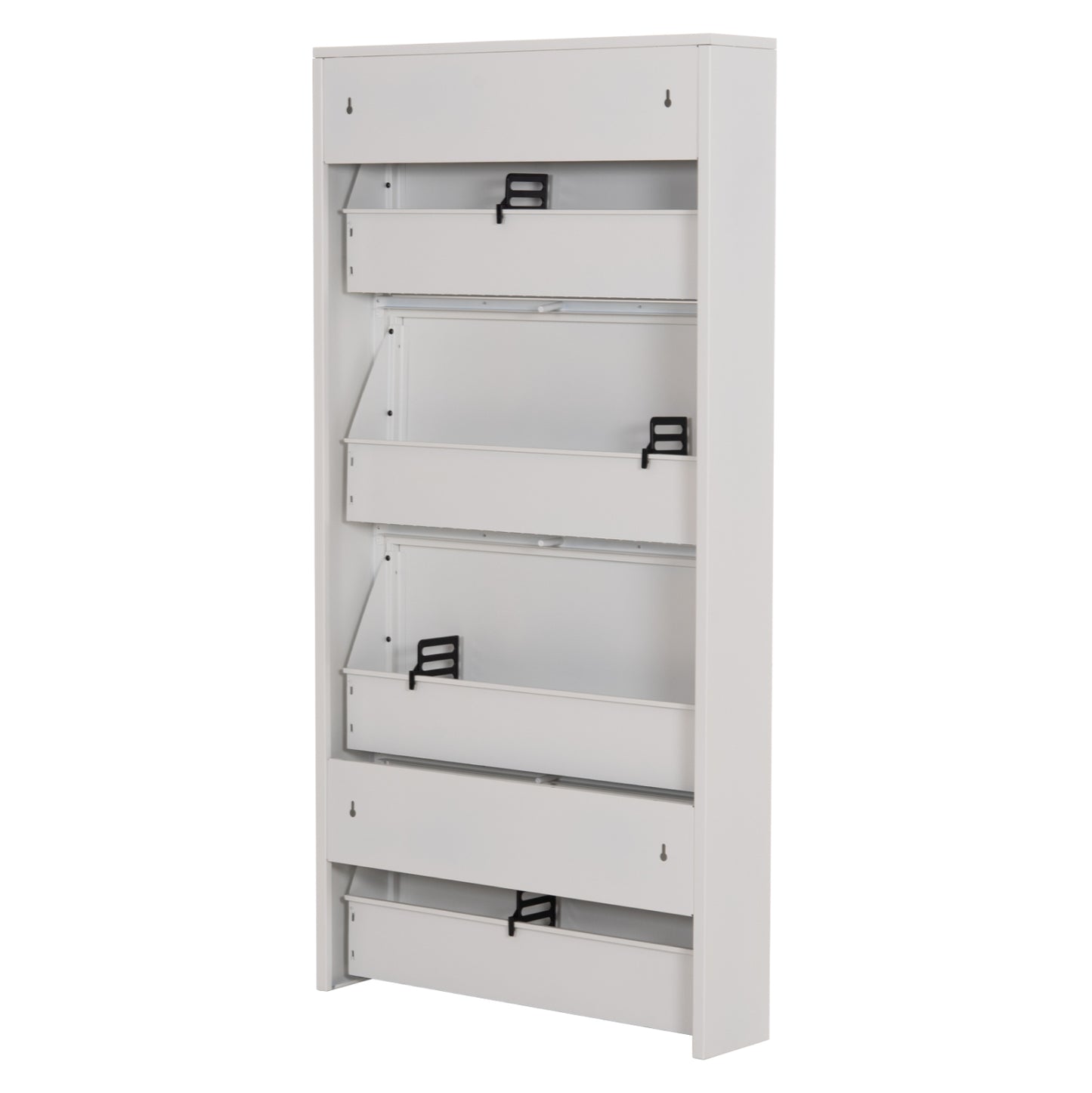 Shoe Cabinet Stark Hm6634.02 Metal In White--4 Magnetic Doors 71x15x137hcm.