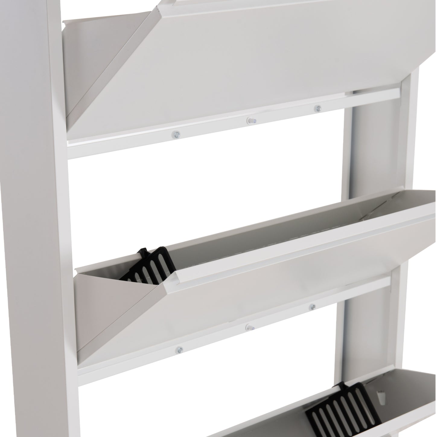 Shoe Cabinet Stark Hm6634.02 Metal In White--4 Magnetic Doors 71x15x137hcm.