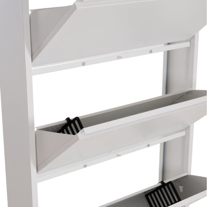 Shoe Cabinet Stark Hm6634.02 Metal In White--4 Magnetic Doors 71x15x137hcm.