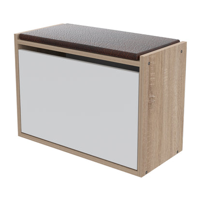 Shoe Rack With Seat Vidal Hm18190.01 Melamine In Sonama-white 60x30x45hcm.